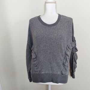 Madewell Miles Heather Gray Ruffle Sweatshirt